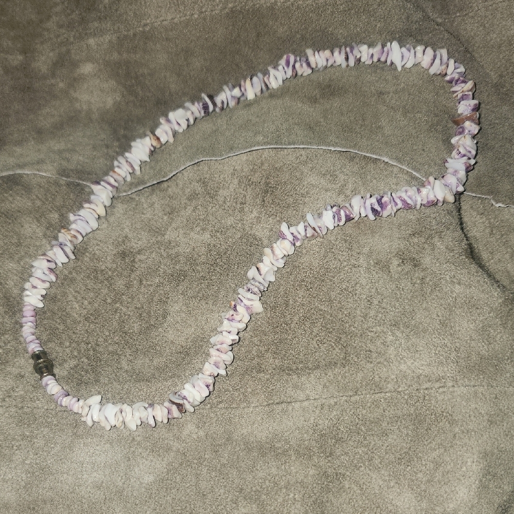 Purple and White Shell Necklace